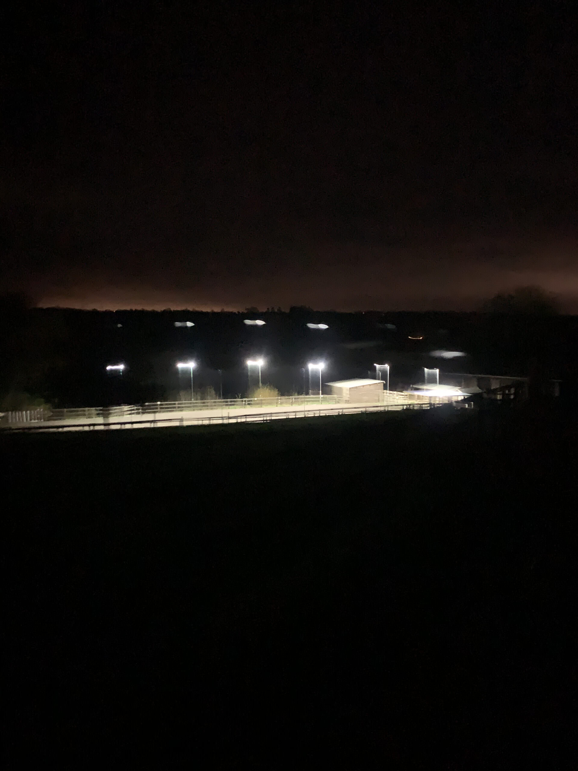 Our floodlit menage at night