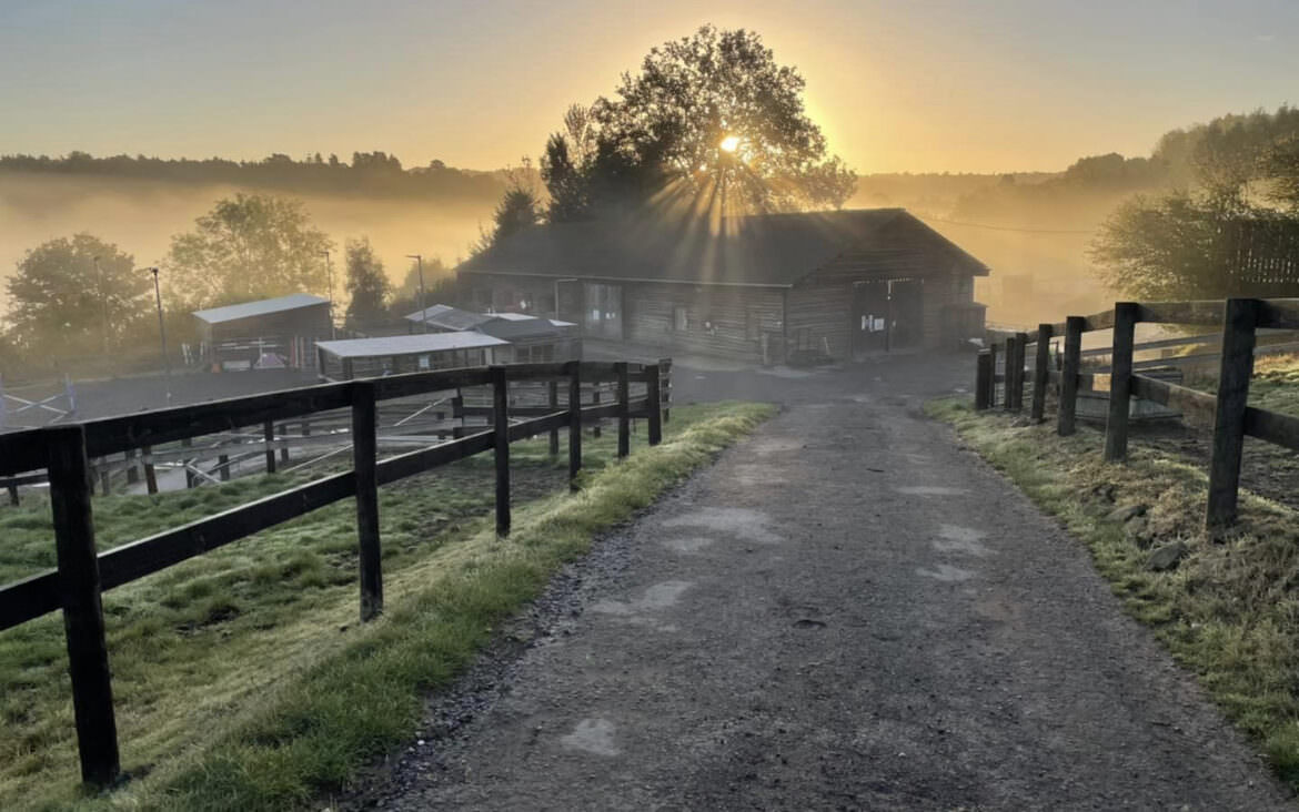 The drive down to Bank Farm Equestrian centre on a bright misty morning