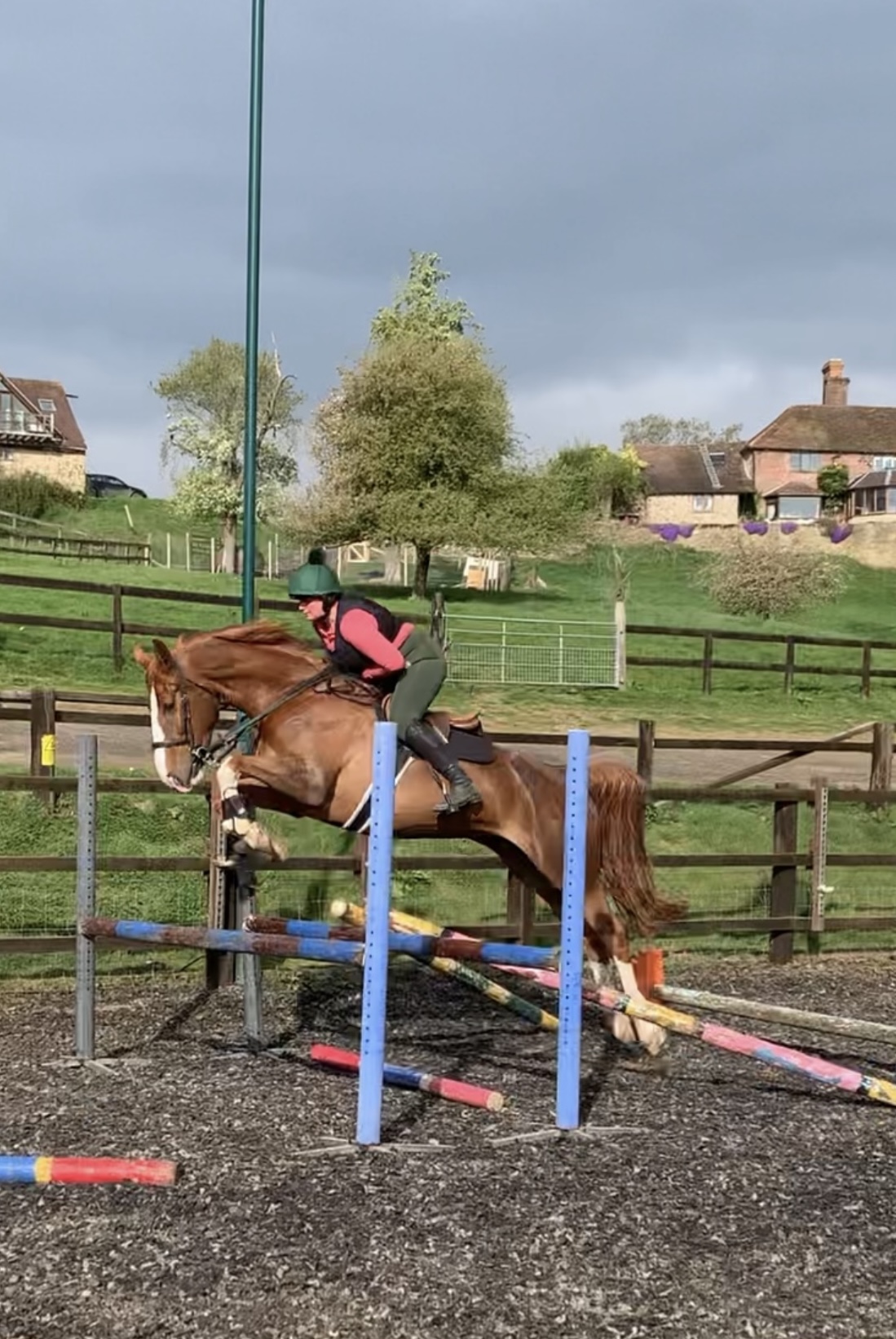 A jumping lesson Rider jumping at BFE